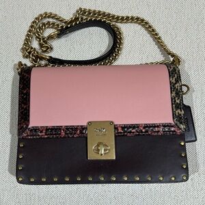 Coach X Jennifer Lopez Hutton Limited Edition Colorblock Snakeskin Shoulder Bag